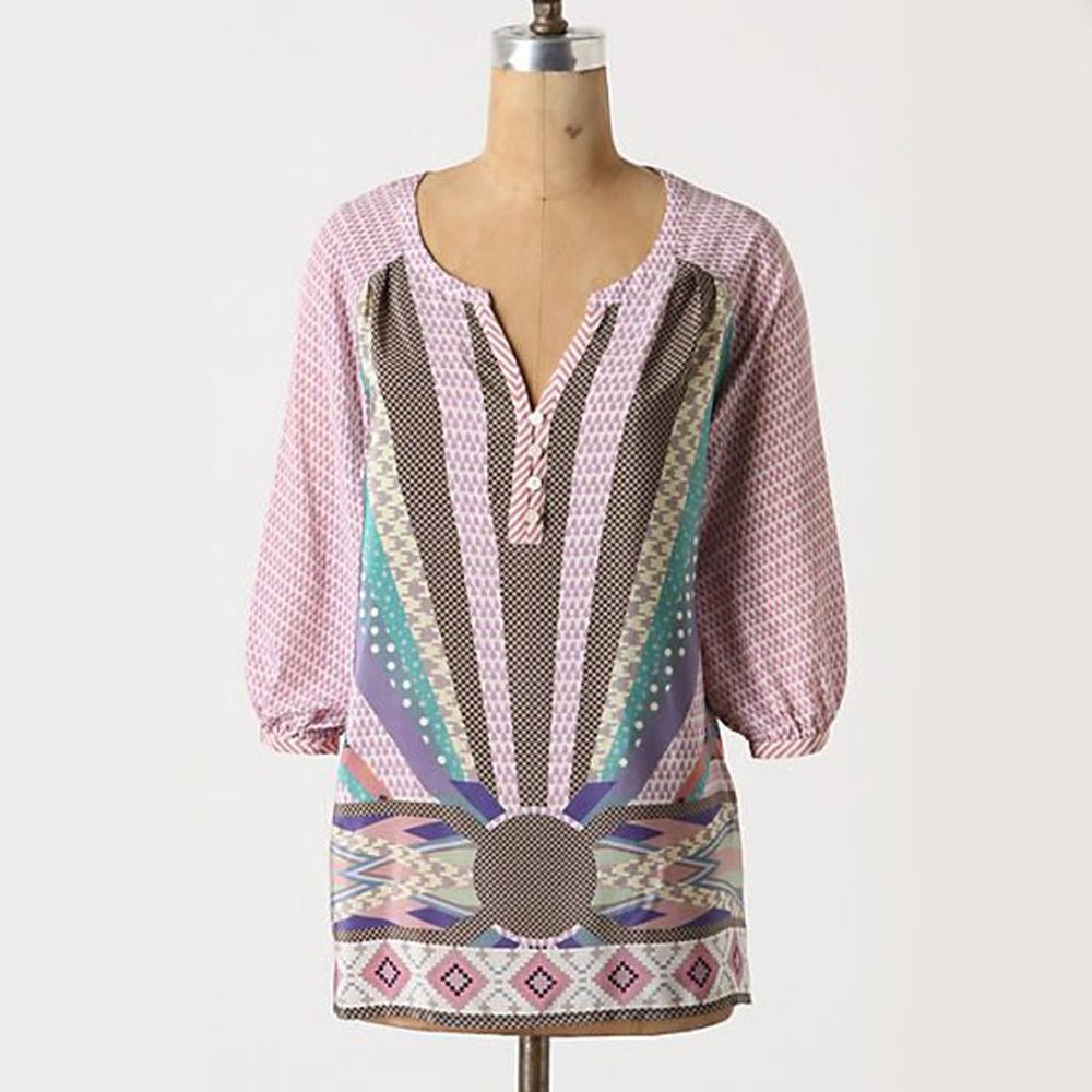 Anthropologie | Heyhoe Pattern Call Silk Blouse